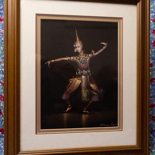 Vintage Painting of Siam Dancer: Framed Thai Artwork