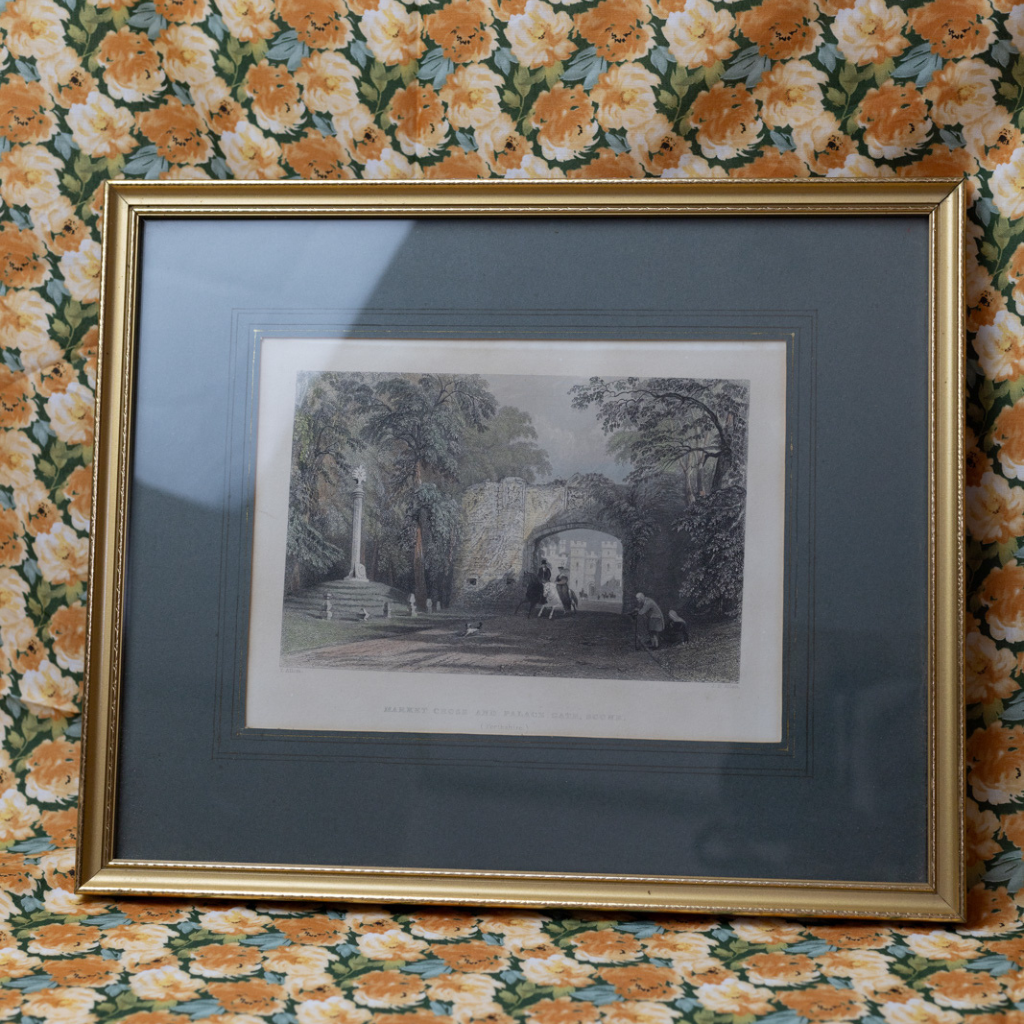 Perthshire by T. Allom: Vintage Watercolour Etching of Market Cross and Palace Gate