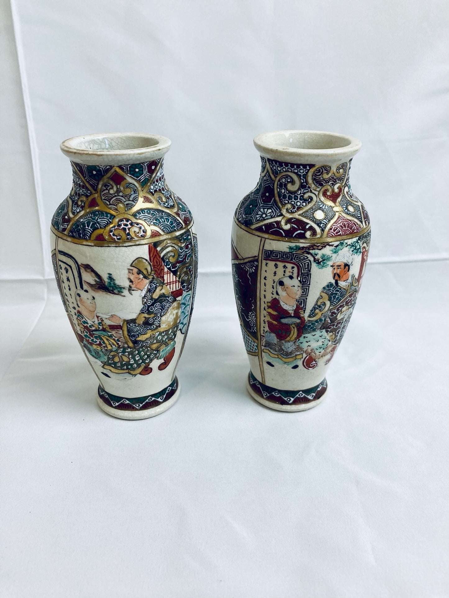 Vintage Japanese Kyoto Vases - Pair of Satsuma Ceramics