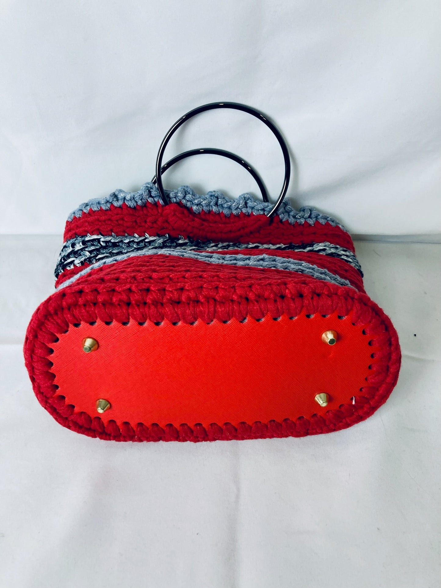 Coeur Rouge Tote: Handmade French Crochet Tote Bag in Red