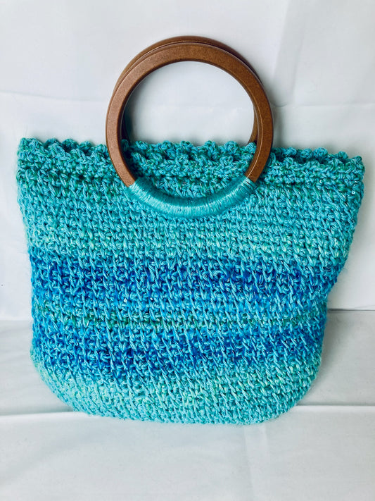 Ciel Français Tote: Handmade French Crochet Tote Bag in Blue