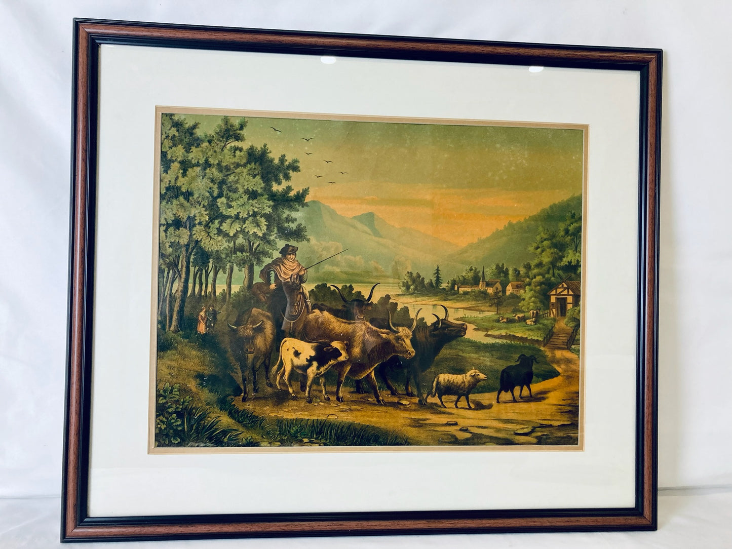 Vintage Countryside Picture: Large Framed Artwork