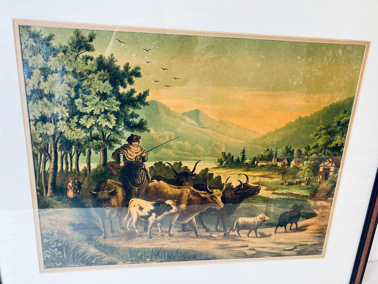 Vintage Countryside Picture: Large Framed Artwork