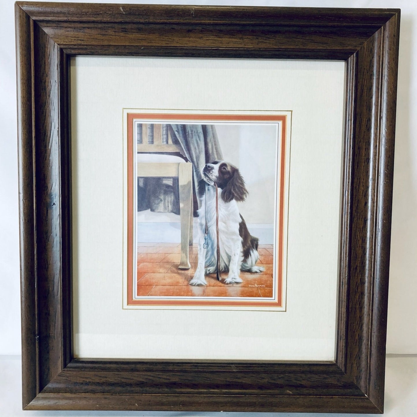 Vintage Nigel Hemming Springer Spaniel Print: Framed Artwork